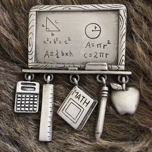 Vintage Jonette signed math teacher dangle brooch